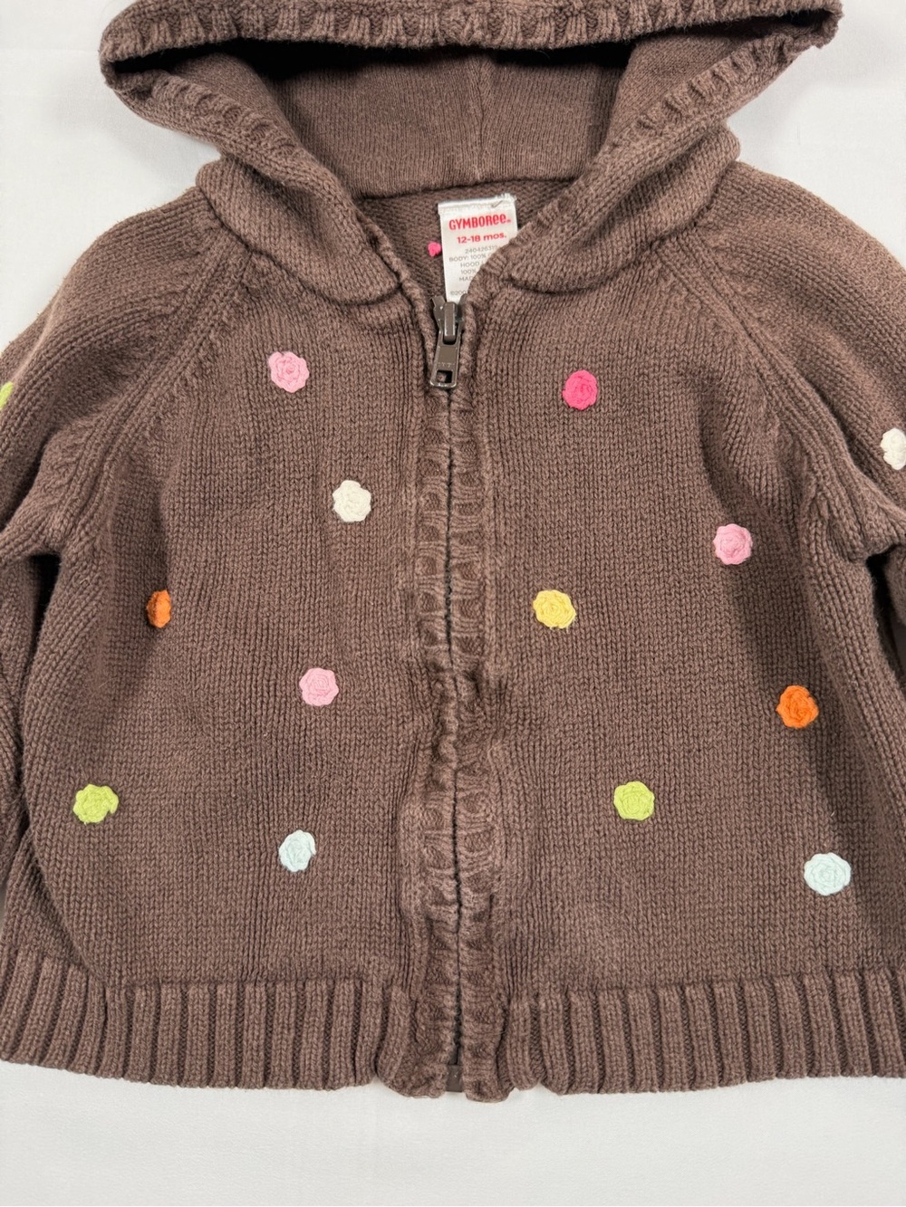 VINTAGE GYMBOREE Toddler Girls 2007 Botanical Babies Hooded Zip Cardigan 12-18M - Picture 5 of 11